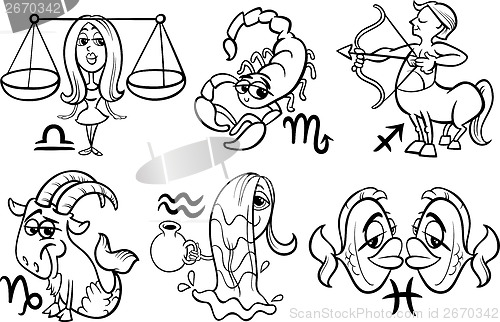 Image of horoscope zodiac signs set