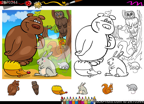 Image of wild animals coloring page set