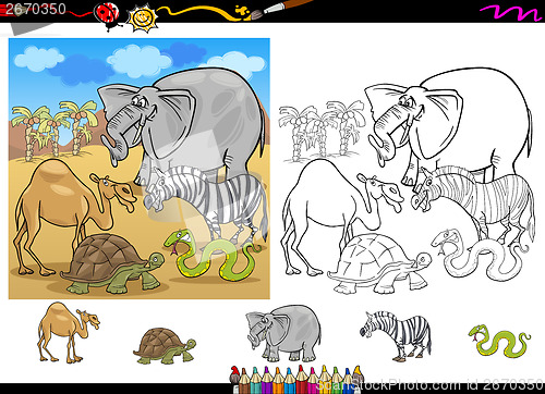 Image of safari animals coloring page set