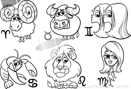 Image of horoscope zodiac signs set