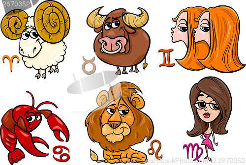 Image of horoscope zodiac signs set