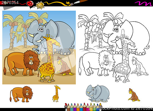 Image of african animals coloring page set