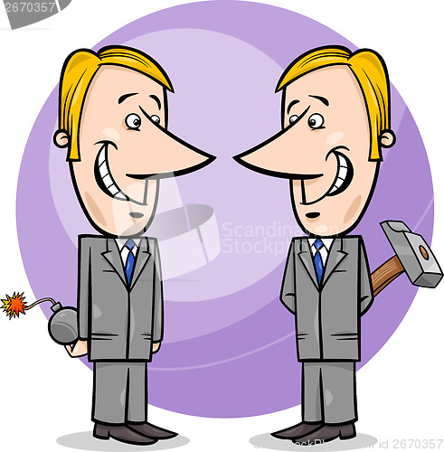 Image of two false businessmen cartoon