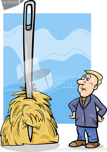 Image of needle in a haystack saying cartoon