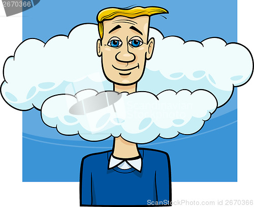 Image of head in the clouds saying cartoon