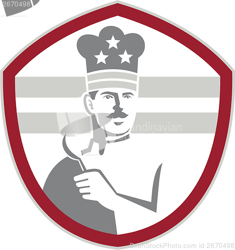 Image of Chef Cook Holding Spatula Shield Retro