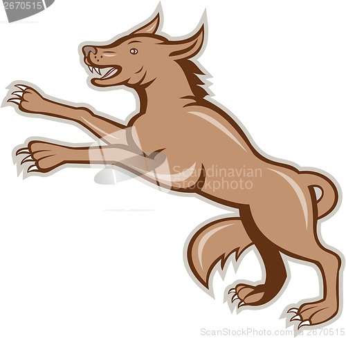 Image of Wolf Wild Dog on Hind Legs Cartoon