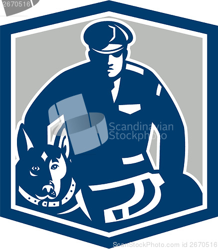 Image of Canine Policeman With Police Dog Retro