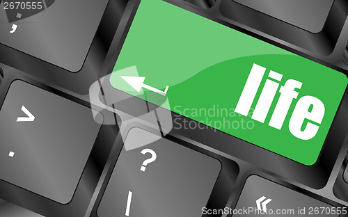 Image of Life key in place of enter key - social concept