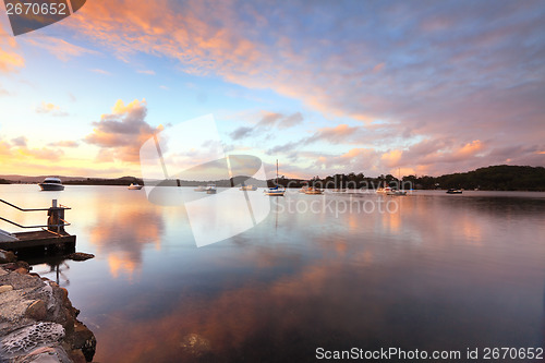 Image of Sunset yachts and reflections Bensville Australia