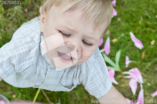 Image of Unhappy baby boy