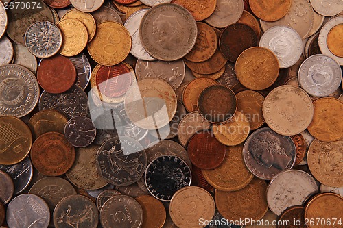 Image of europe and world coins background