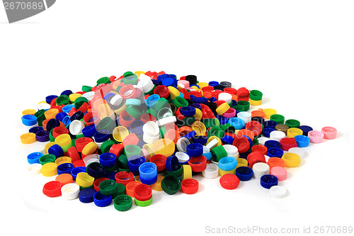 Image of color plastic caps (from PET)