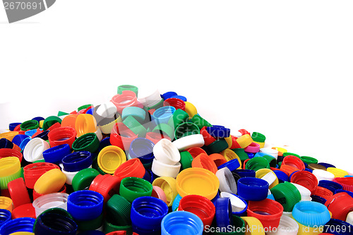 Image of color plastic caps (from PET)