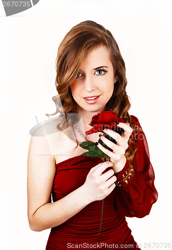 Image of Girl with red rose.