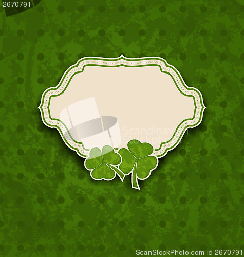 Image of holiday card with clovers for St. Patrick's Day 