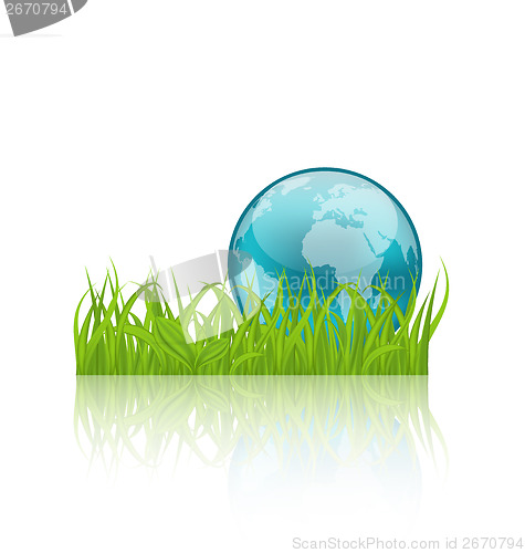 Image of Green concept ecology background with grass and earth