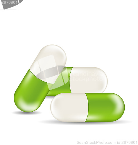 Image of Set medical capsule isolated on white background