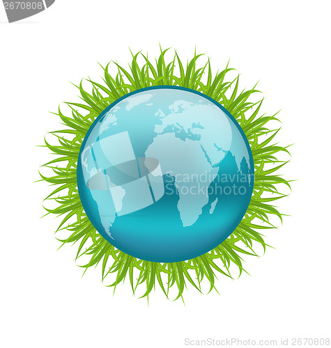 Image of Icon earth with grass, environment symbol