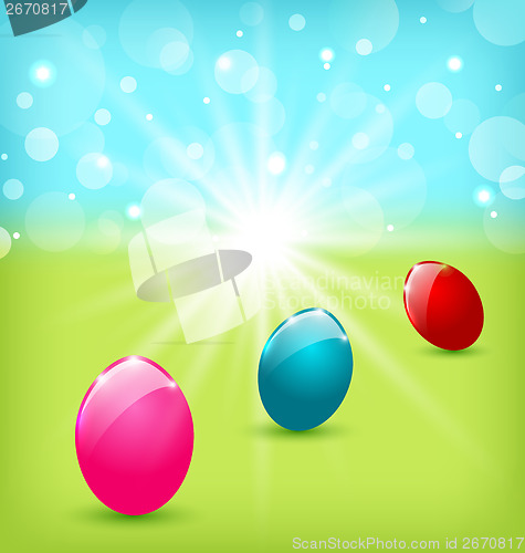 Image of Easter background with colorful eggs