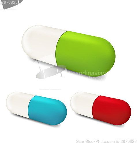 Image of Set colorful pills isolated on white background (2)