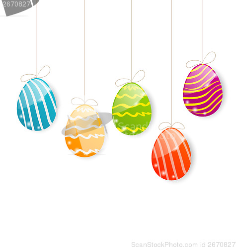 Image of Easter colorful eggs on white background 