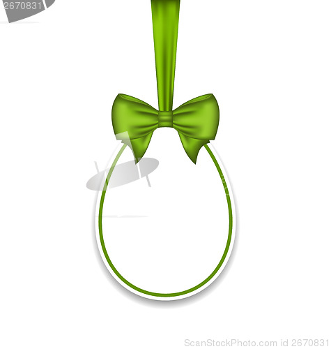 Image of Easter paschal egg with green bow, isolated on white background