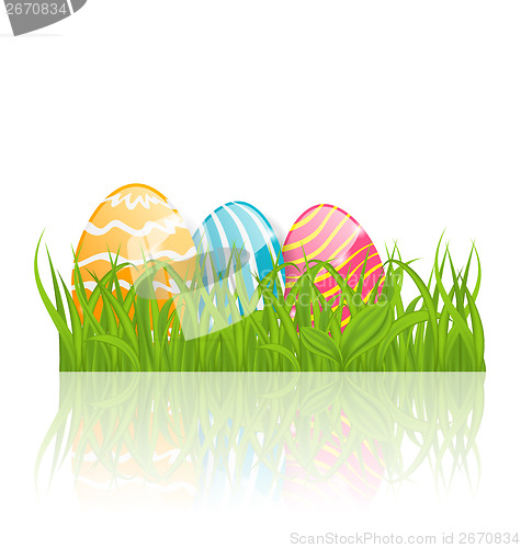 Image of Easter background with paschal ornamental eggs