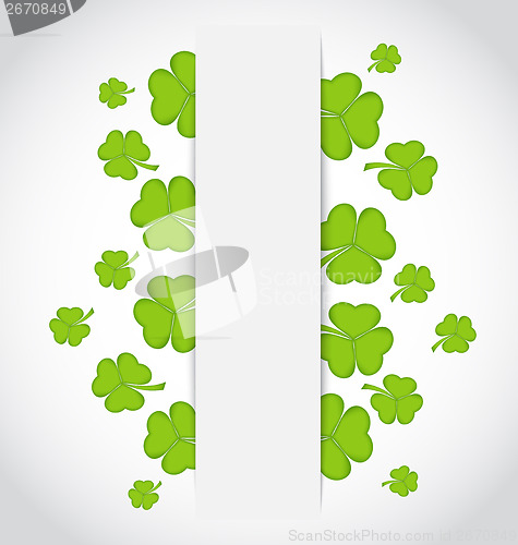 Image of Greeting card with set shamrocks for St. Patrick's Day