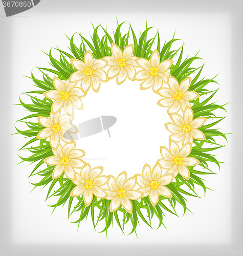 Image of Spring freshness card with grass and flowers
