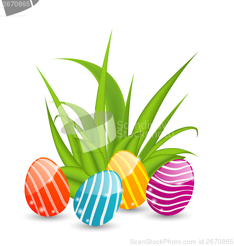 Image of Easter background with traditional colorful eggs