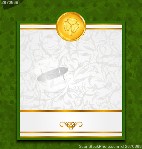 Image of Celebration card with coin for St. Patrick's Day