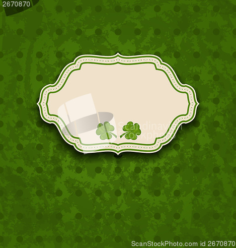 Image of holiday card with clovers for St. Patrick's Day 