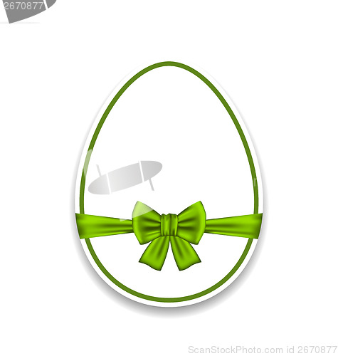 Image of Easter egg wrapping green bow, isolated on white background