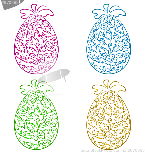 Image of Set ornamental eggs in floral style for Easter