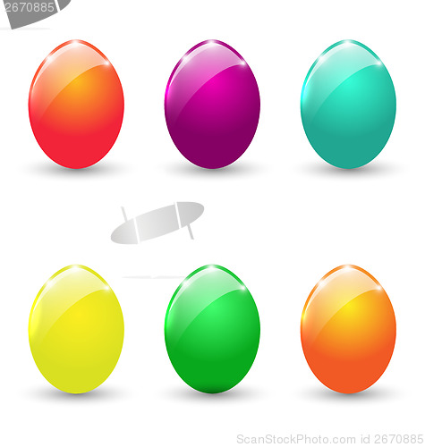 Image of Easter set colorful eggs isolated on white background