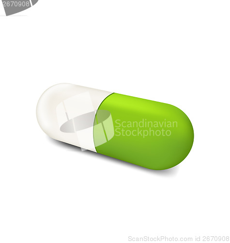 Image of Three-dimensional herbal pill isolated on white background