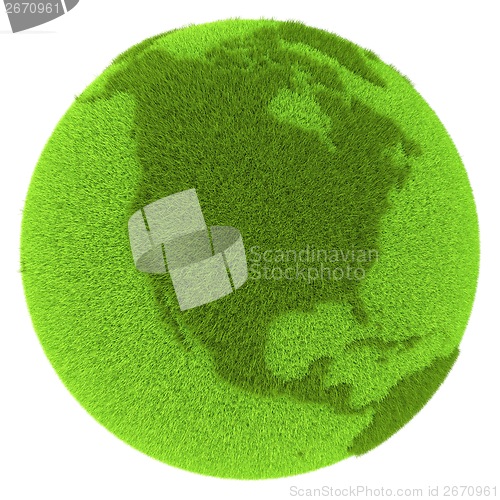 Image of North America on green planet