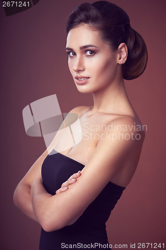 Image of Fashion woman in black dress