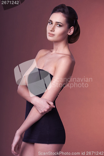 Image of Fashion woman in black dress