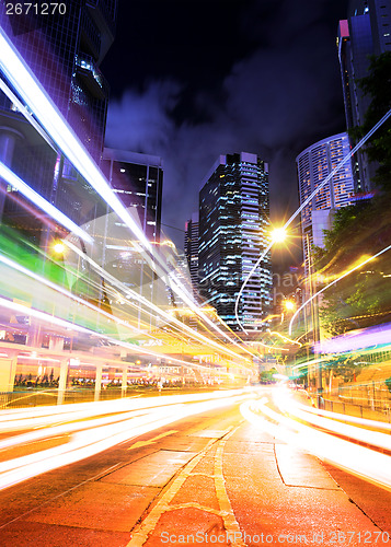 Image of Hong Kong traffic trail at night