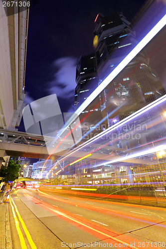 Image of Busy traffic in Hong Kong at night