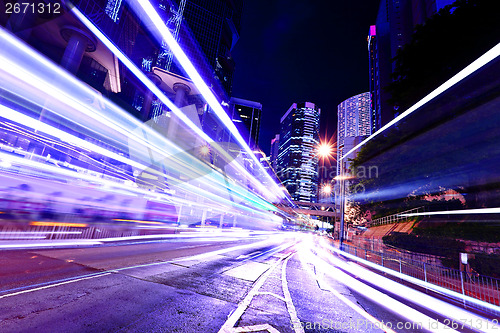 Image of Fast moving car light in Hong Kong