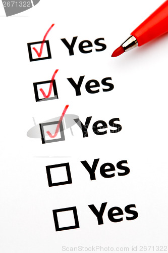 Image of Yes checkbox