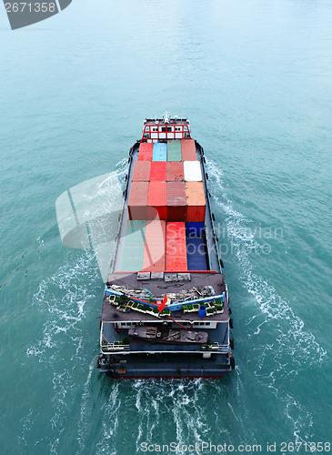 Image of Cargo ship from top