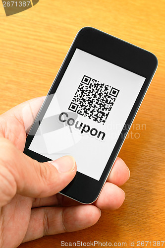 Image of QR code coupon on mobile