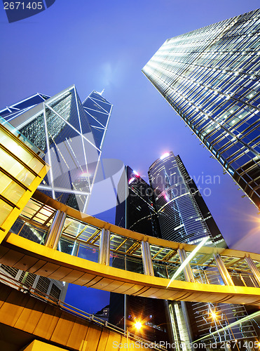 Image of Skyscraper in Hong Kong at night