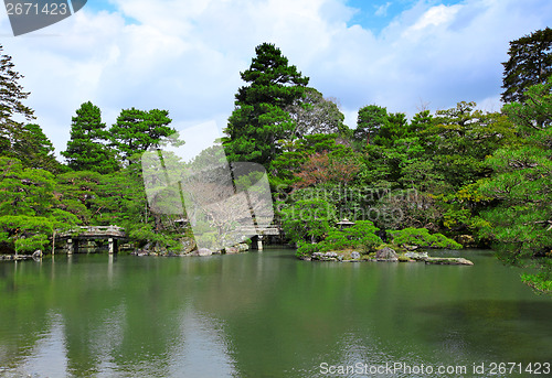 Image of Japanese style garden and pond