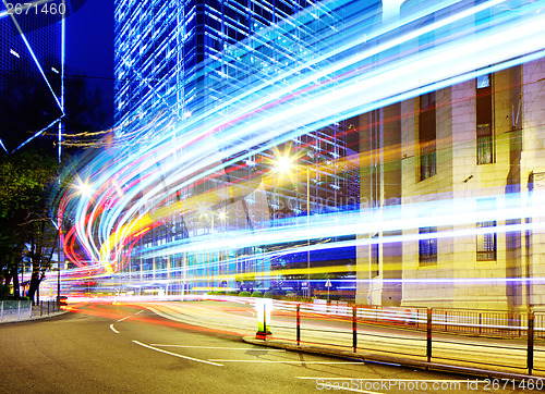 Image of Busy traffic in city at night