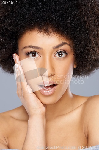 Image of Beautiful surprised African American woman